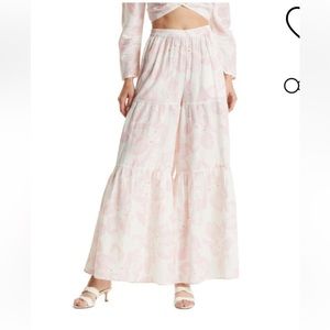 Something navy floral tiered wide leg pants